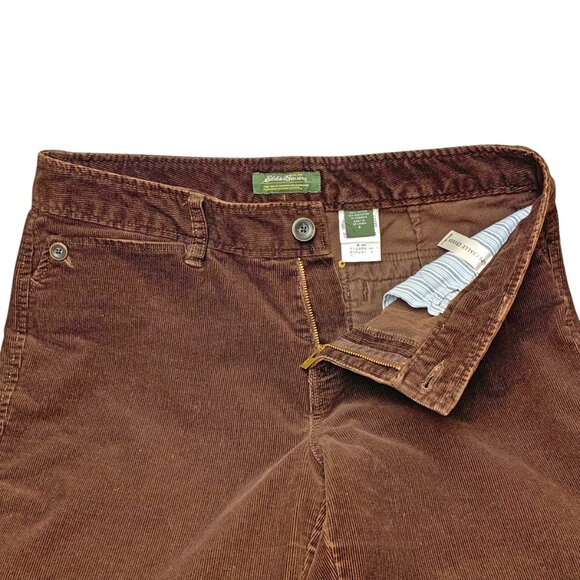 Eddie Bauer Classic Cocoa Brown Mid Rise Flared Leg Thin Wale Corduroy Pants - Picture 7 of 10